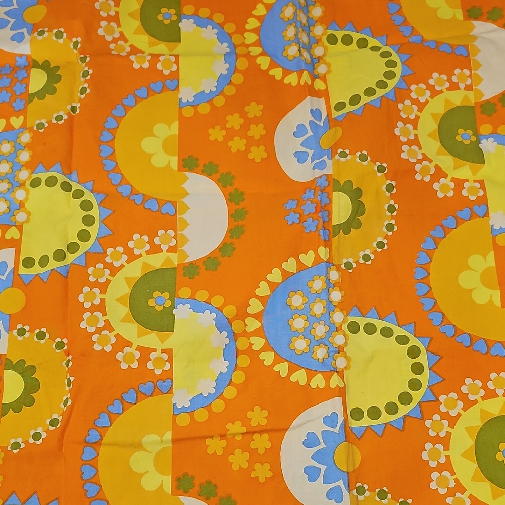Vibrant Orange Paisley Pattern Fabric